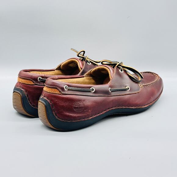 Timberland Shoes Mens 13 Brown Leather Boat Deck Moc Toe Lace Up Casual Comfort - Picture 7 of 11